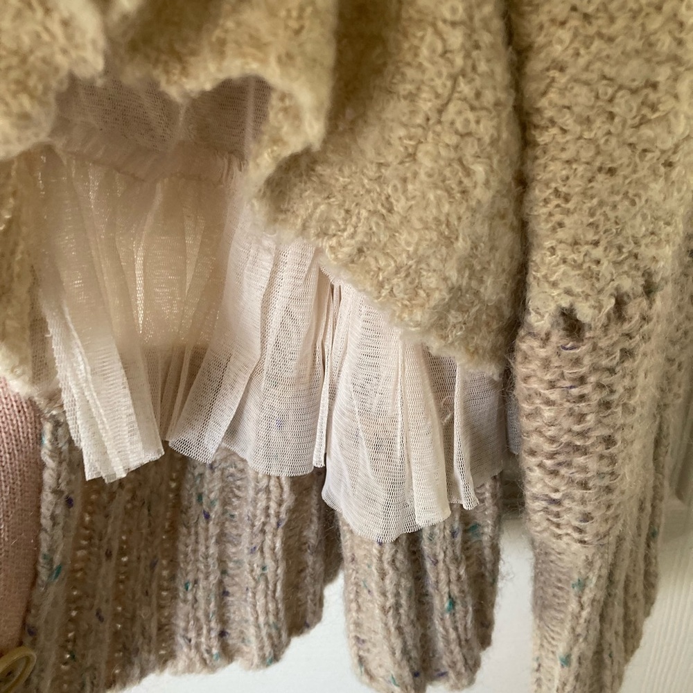 🧵2/$80🧵 CHARLIE & ROBIN Anthro Cardigan, tulle, boucle, unique, ribbon trim - Picture 16 of 17